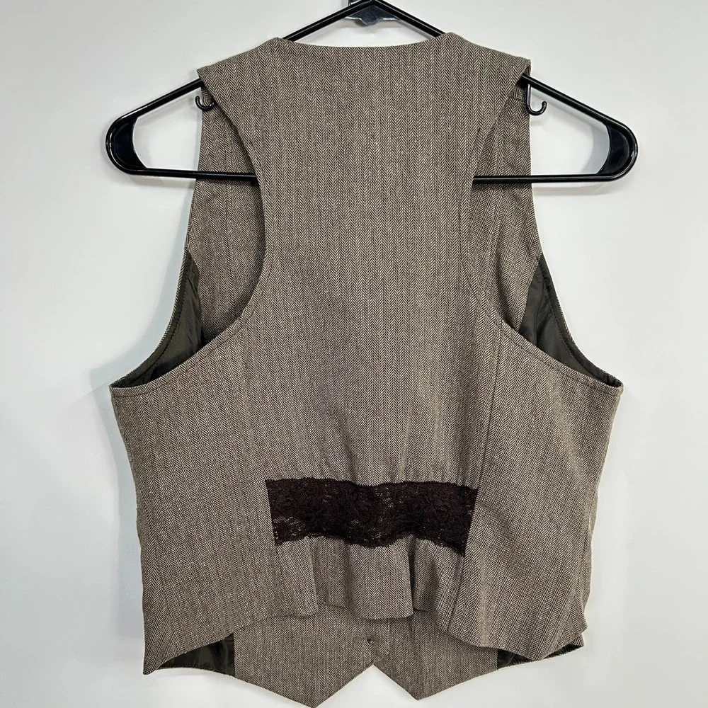 Dark Academia Herringbone Waistcoat Vest Large Brown Light Academia Preppy